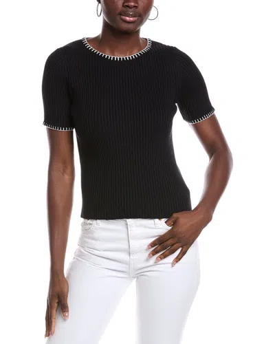 Naadam Ribbed Cotton-cashmere Embroidered T-shirt In Black