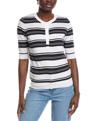 Minnie Rose Cashmere-blend Henley Sweater In White