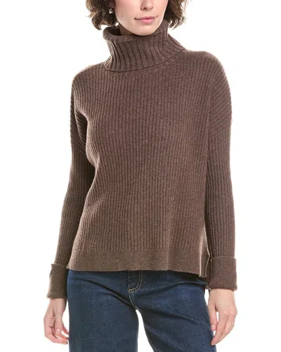 Raffi Rib Turtleneck Cashmere Sweater In Brown