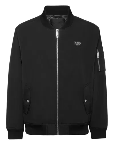 Philipp Plein Nylon Bomber Jacket In Black