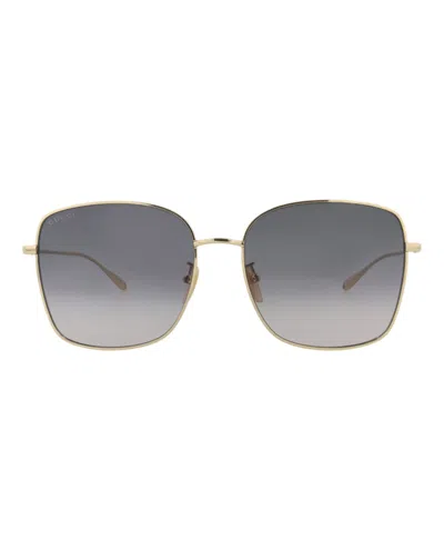 Pre-owned Gucci Women's  Squareframe Metal Sunglasses/30011827001) In Gold/grey (gg1030sk