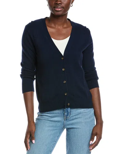 Amicale Cashmere V-neck Cashmere Cardigan In Blue