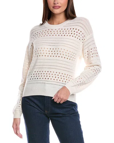 Brodie Cashmere Clare Open Pointelle Cashmere Sweater In White