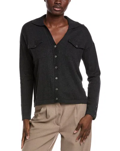 Minnie Rose Cashmere-blend Camp Shirt In Black