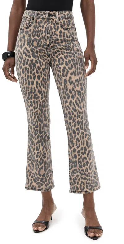 Good American Good Standard High-rise Leopard Kick-flare Jeans In Gray