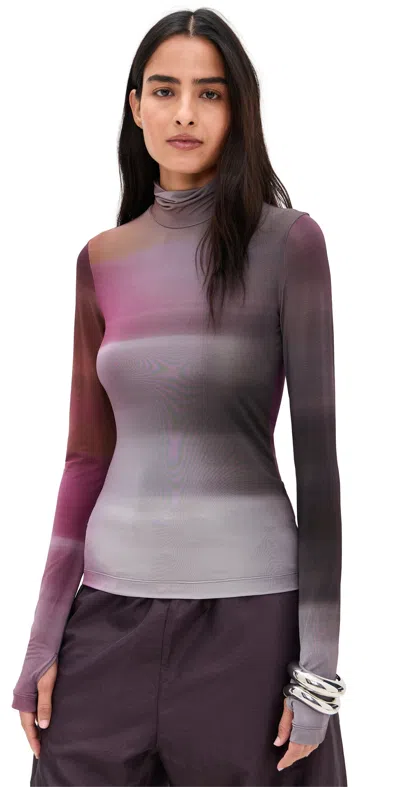 Helmut Lang Long Sleeve Turtleneck Ombre Top In Purple