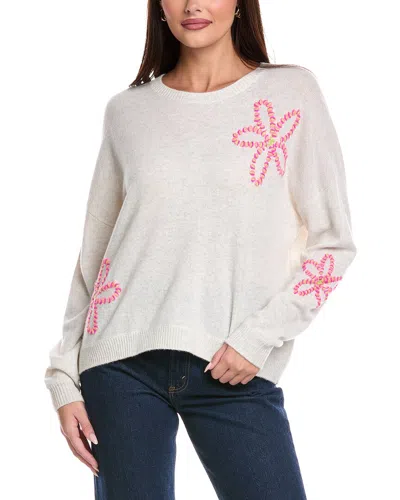 Brodie Cashmere Camilla Flower Cashmere Sweater In Gray