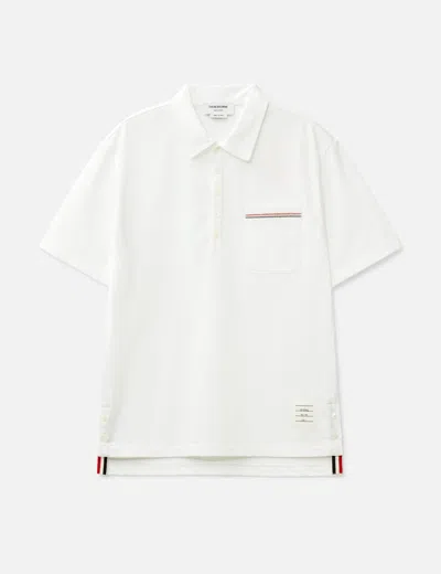Thom Browne Oversized Short Sleeve Tee With Embroidered Rwb Pocket Trim In Heavy Jersey In White