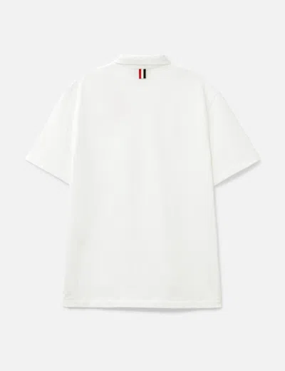 Thom Browne Oversized Short Sleeve Tee With Embroidered Rwb Pocket Trim In Heavy Jersey In White