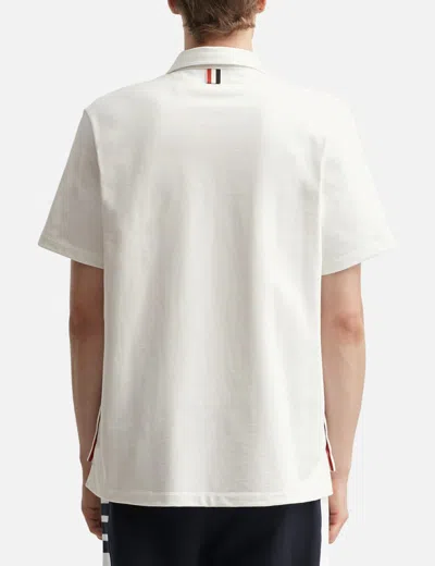 Thom Browne Oversized Short Sleeve Tee With Embroidered Rwb Pocket Trim In Heavy Jersey In White