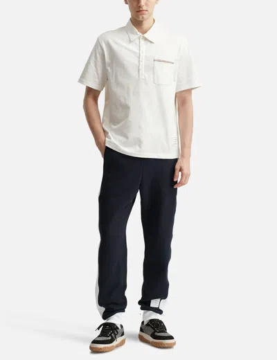 Thom Browne Oversized Short Sleeve Tee With Embroidered Rwb Pocket Trim In Heavy Jersey In White