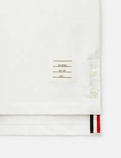 Thom Browne Oversized Short Sleeve Tee With Embroidered Rwb Pocket Trim In Heavy Jersey In White