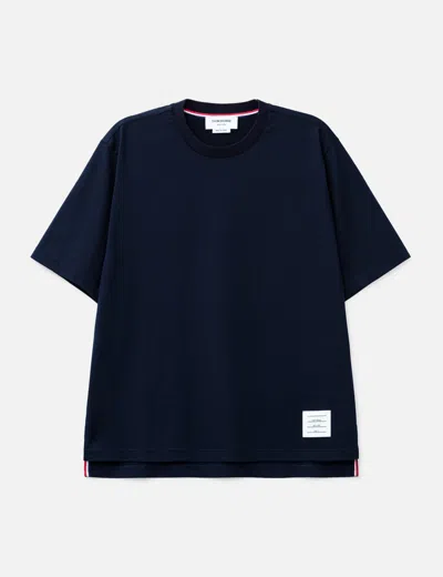 Thom Browne Navy Blue Medium Weight Cotton Jersey T-shirt In Black