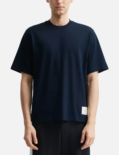 Thom Browne Navy Blue Medium Weight Cotton Jersey T-shirt In Black