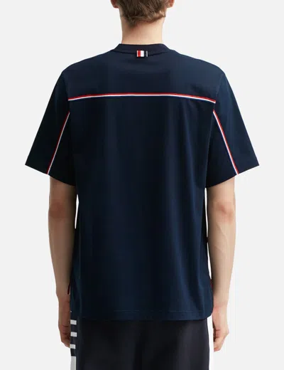 Thom Browne Navy Blue Medium Weight Cotton Jersey T-shirt In Black