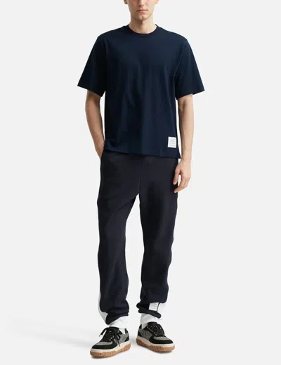 Thom Browne Navy Blue Medium Weight Cotton Jersey T-shirt In Black