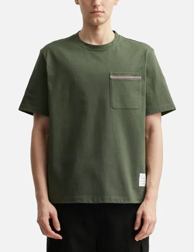 Thom Browne Embroidered Rwb Pocket T-shirt In Green