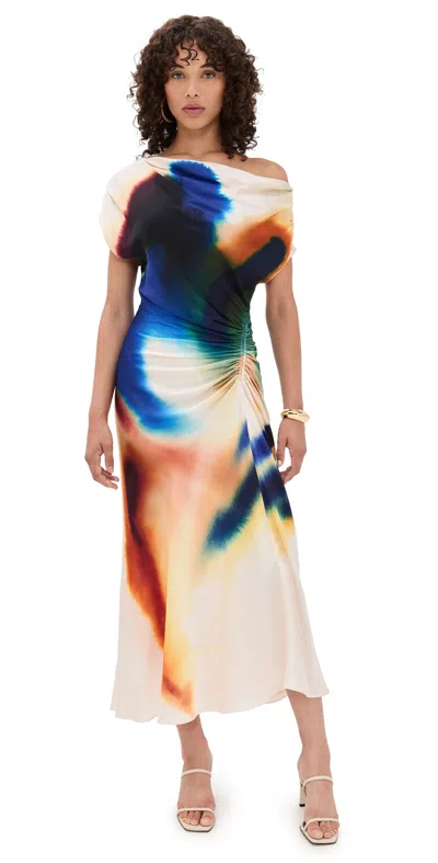 A.l.c Penny Draped Satin Maxi Dress In Multi