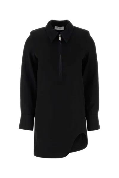 Attico Mini Dress With Long Sleeves And Asymmetrical Hem In Black