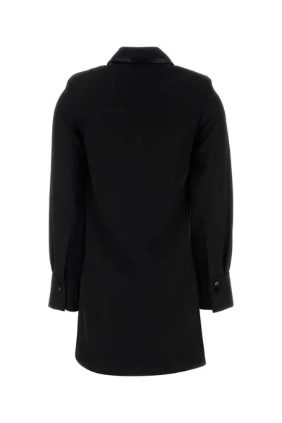Attico Mini Dress With Long Sleeves And Asymmetrical Hem In Black