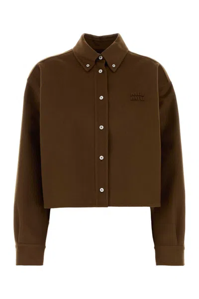 Miu Miu Brown Wool Blend Shirt In Brown