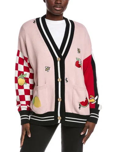 Minnie Rose Novelty Oversized Cashmere-blend Cardigan In Pink