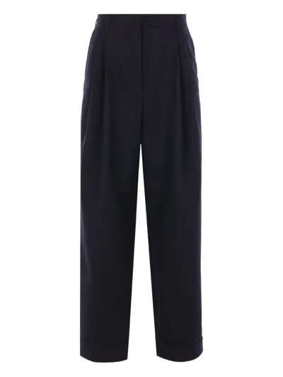 Dries Van Noten Partan Pleated Trousers Cuffed Hem In Blue