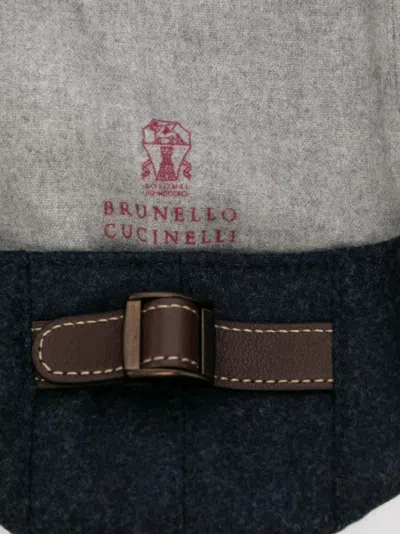 Brunello Cucinelli Men's Logo-embroidered Flat Cap In Blue