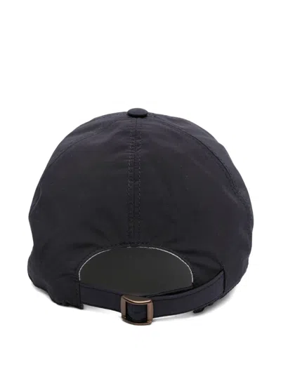 Brunello Cucinelli Men's Water-repellent Microfiber Baseball Cap With Embroidered Logo In Blue