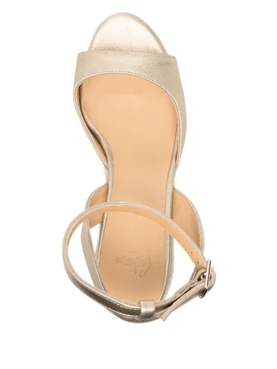Castaã±er Round-toe Wedge Sandals In Gold