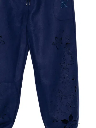 Juntae Kim Laser-cut Flower Track Pants In Blue