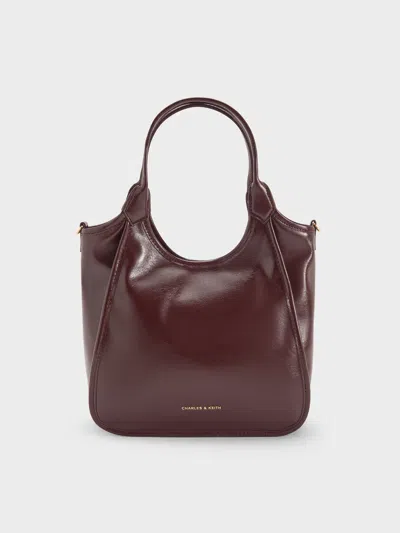 Charles & Keith - Mini Sianna Crinkle-effect Slouchy Tote Bag In Red