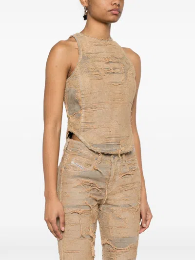 Diesel De Astro Fsg Cotton Top Destroyed Effect In Nude