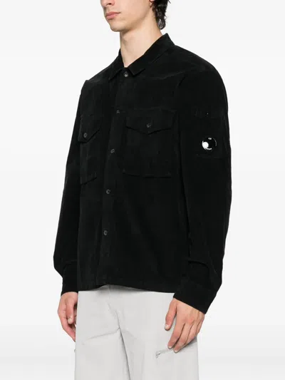 C.p. Company C.p.company Corduroy Buttoned Utility Overshirt In Black