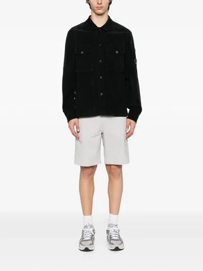 C.p. Company C.p.company Corduroy Buttoned Utility Overshirt In Black