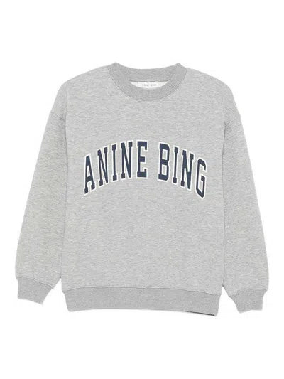 Anine Bing Ribbed Neck Sweatshirt Spencer In Gray