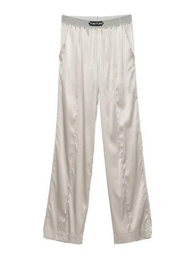 Tom Ford Wide-leg Trousers With Satin Finish In Metallic