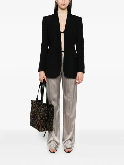 Tom Ford Wide-leg Trousers With Satin Finish In Metallic