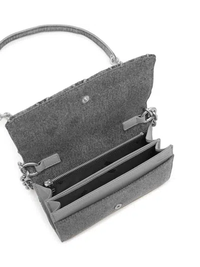 Diesel Quilted Gray Wallet With Chain Strap In Blue