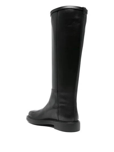 Tod's T-buckle Leather Knee-high Boots In Black