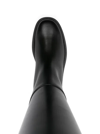 Tod's T-buckle Leather Knee-high Boots In Black