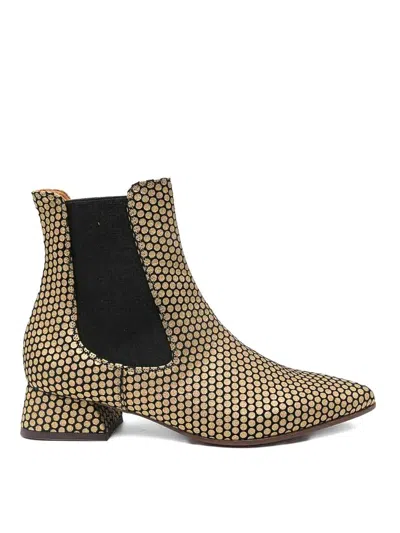 Chie Mihara 35mm Pointed-toe Polka-dot Boots In Gold
