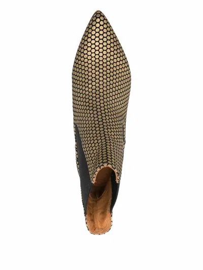 Chie Mihara 35mm Pointed-toe Polka-dot Boots In Gold