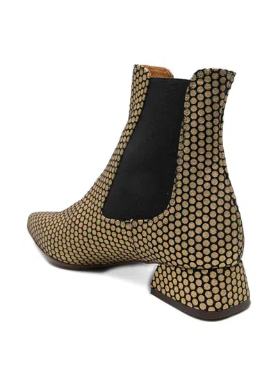 Chie Mihara 35mm Pointed-toe Polka-dot Boots In Gold