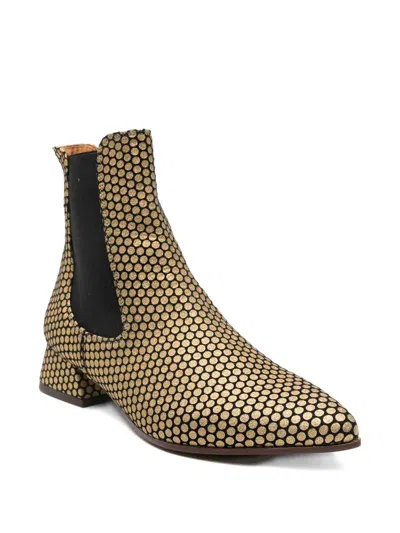 Chie Mihara 35mm Pointed-toe Polka-dot Boots In Gold