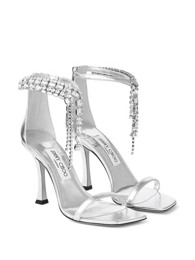Jimmy Choo 100mm Verity Sandals In Silver