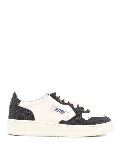Autry Sparkling Low Top Sneakers With Perforated Toe In White