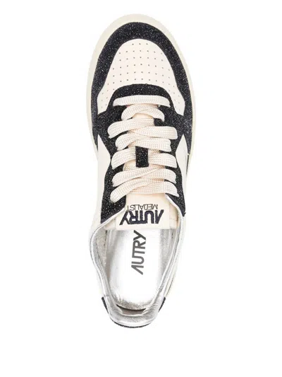 Autry Sparkling Low Top Sneakers With Perforated Toe In White
