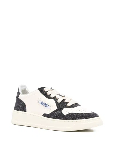 Autry Sparkling Low Top Sneakers With Perforated Toe In White