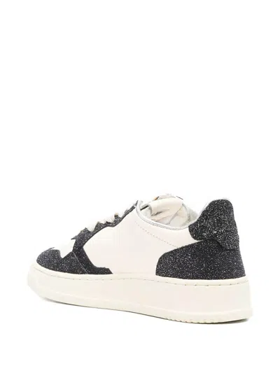 Autry Sparkling Low Top Sneakers With Perforated Toe In White